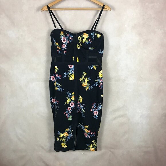 Material Girl Black Floral Bodycon Midi Dress NWT XL - Picture 3 of 8